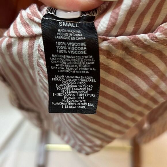 Sam Edelman Women's Striped Hi-Low Sleep Shirt Dusty Rose White Size Small - Picture 4 of 5